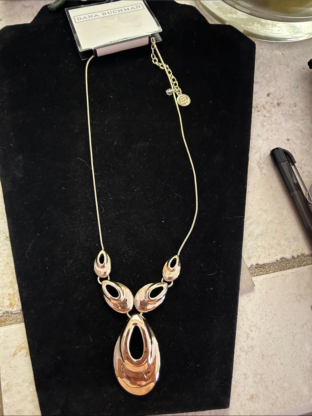 Dana Buchman Shiny Gold Teardrop Pendant Necklace